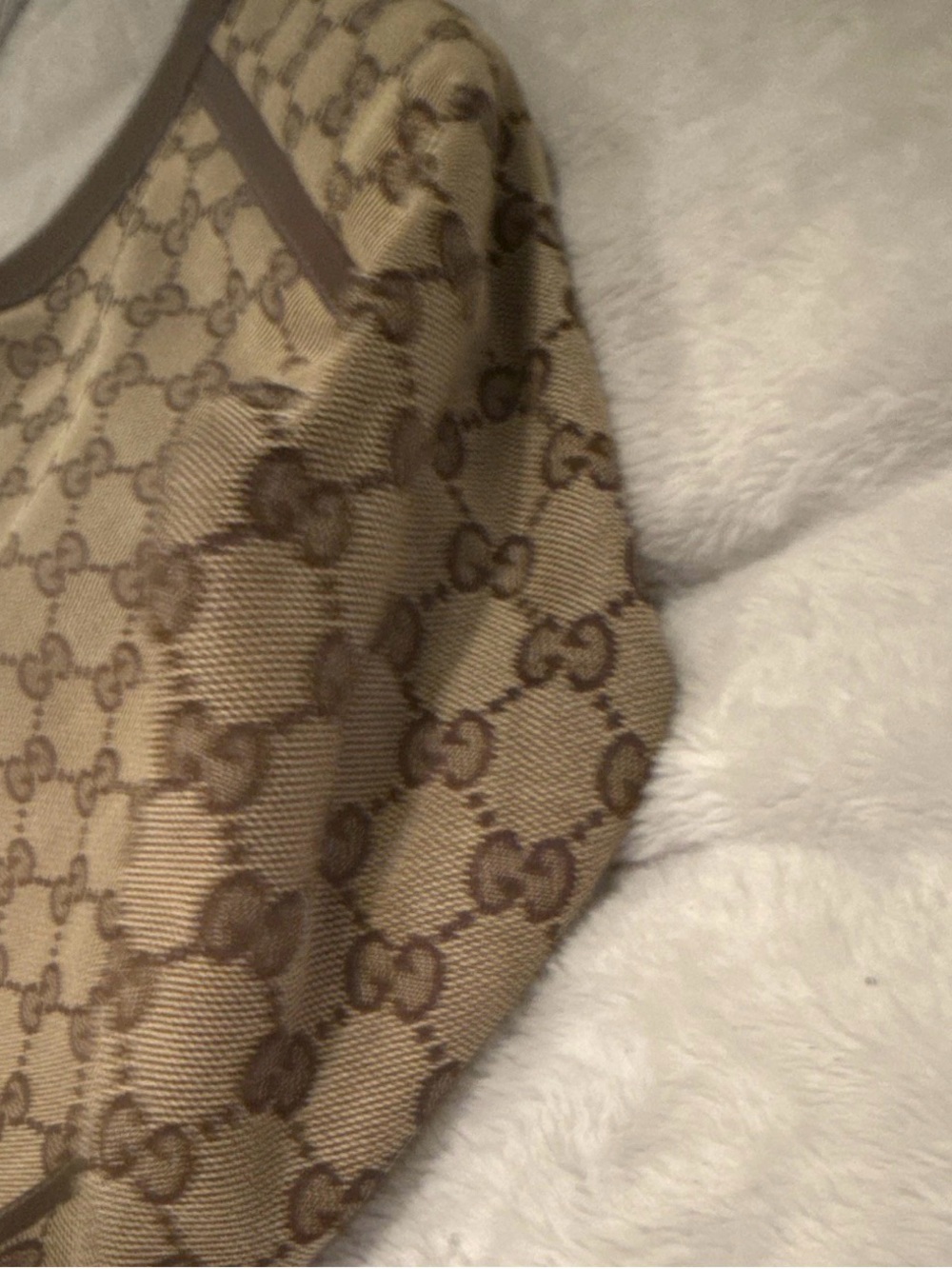 Gucci Beige Brown GG Canvas Tote with Leather Trim - Picture 8 of 11